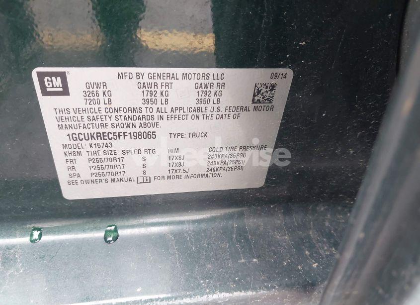 Photo 9 of 2015 Chevrolet Silverado 1500 1LT (VIN 1GCUKREC5FF198065)