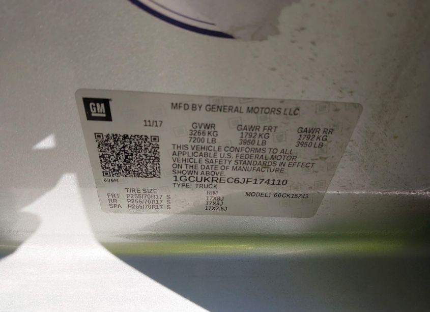 Photo 9 of 2018 Chevrolet Silverado 1500 1LT (VIN 1GCUKREC6JF174110)