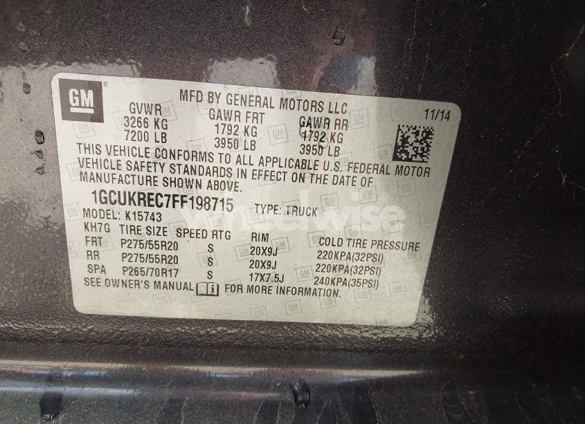 Photo 9 of 2015 Chevrolet Silverado 1500 1LT (VIN 1GCUKREC7FF198715)