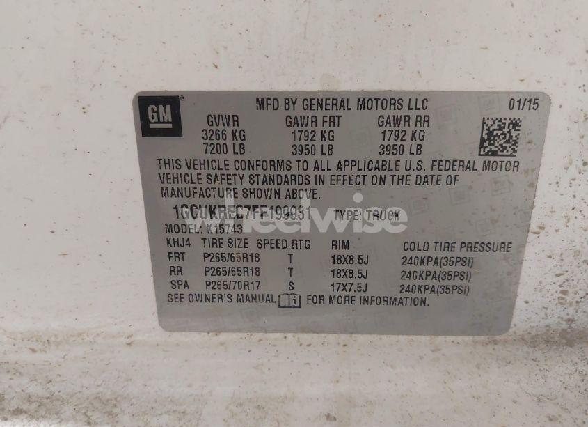 Photo 9 of 2015 Chevrolet Silverado 1500 1LT (VIN 1GCUKREC7FF199931)