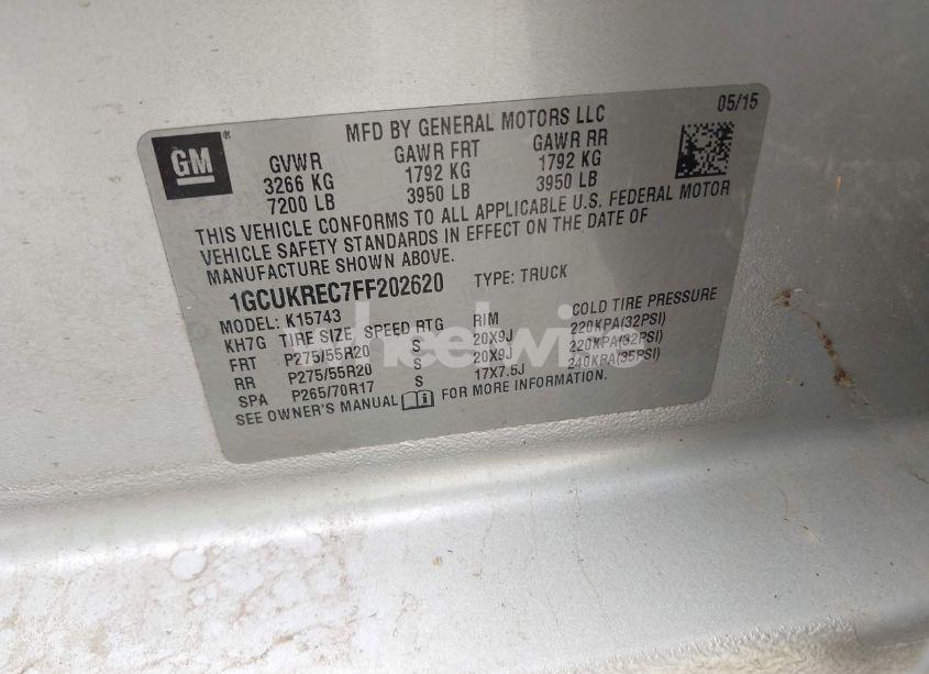 Photo 9 of 2015 Chevrolet Silverado 1500 1LT (VIN 1GCUKREC7FF202620)