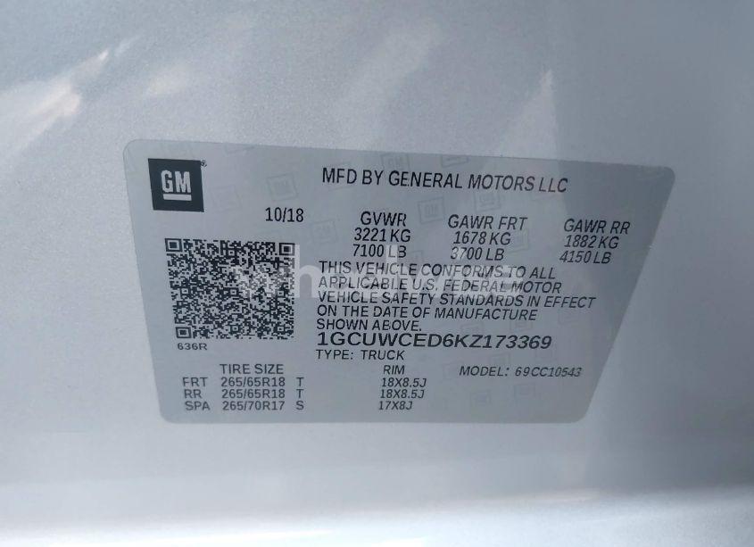 Photo 9 of 2019 Chevrolet Silverado 1500 LT (VIN 1GCUWCED6KZ173369)