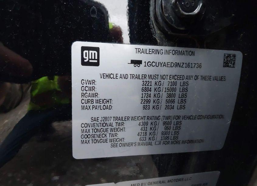 Photo 9 of 2022 Chevrolet Silverado 1500 LTD 4WD SHORT BED WT (VIN 1GCUYAED9NZ161736)