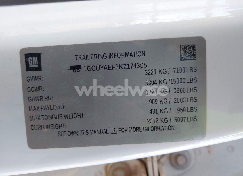 Photo 9 of 2019 Chevrolet Silverado 1500 WORK TRUCK (VIN 1GCUYAEF3KZ174365)