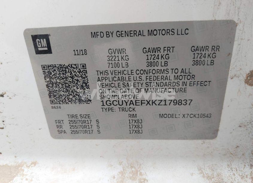 Photo 9 of 2019 Chevrolet Silverado 1500 WORK TRUCK (VIN 1GCUYAEFXKZ179837)