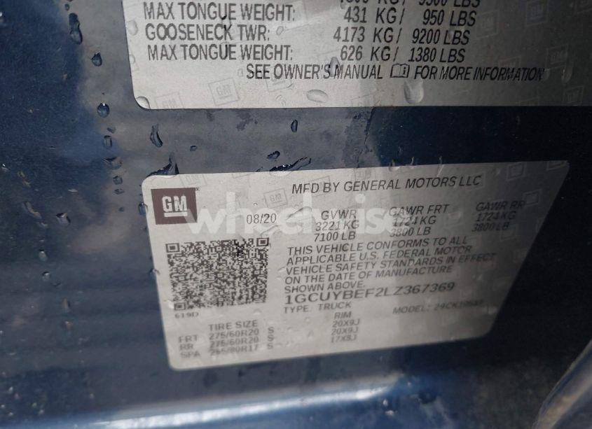 Photo 9 of 2020 Chevrolet Silverado 1500 4WD SHORT BED CUSTOM (VIN 1GCUYBEF2LZ367369)