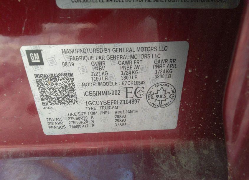 Photo 9 of 2020 Chevrolet Silverado 1500 4WD SHORT BED CUSTOM/4WD STANDARD BED CUSTOM (VIN 1GCUYBEF6LZ104897)