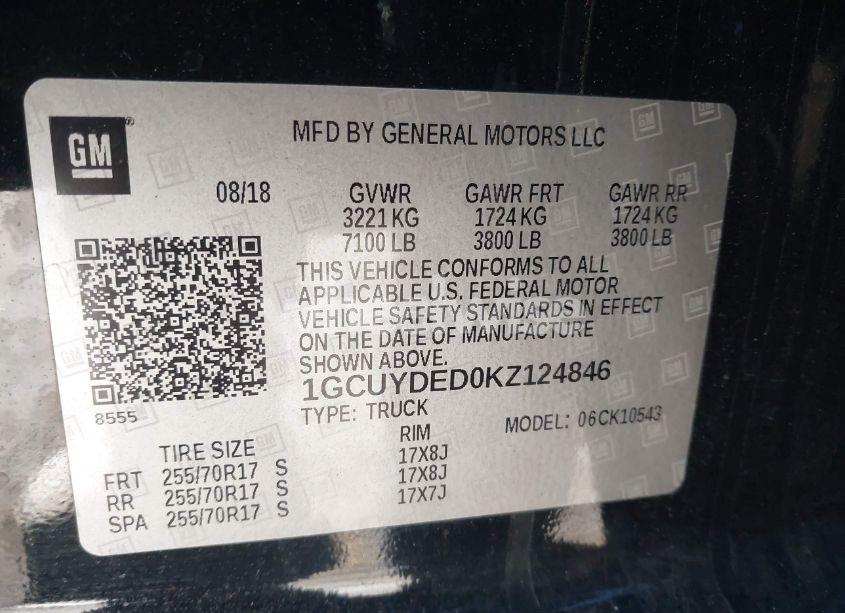 Photo 9 of 2019 Chevrolet Silverado 1500 LT (VIN 1GCUYDED0KZ124846)