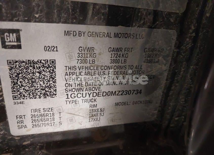 Photo 9 of 2021 Chevrolet Silverado 1500 4WD STANDARD BED LT (VIN 1GCUYDED0MZ230734)