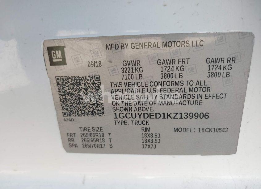 Photo 9 of 2019 Chevrolet Silverado 1500 LT (VIN 1GCUYDED1KZ139906)