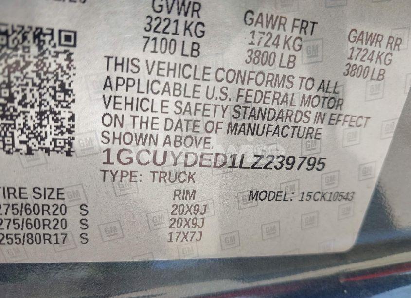 Photo 9 of 2020 Chevrolet Silverado 1500 4WD SHORT BED LT (VIN 1GCUYDED1LZ239795)