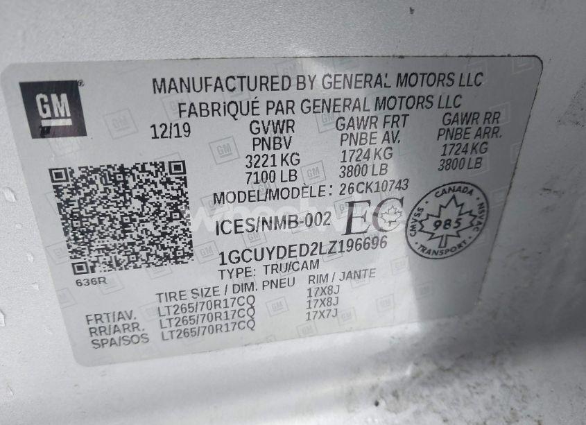 Photo 9 of 2020 Chevrolet Silverado 1500 4WD SHORT BED LT/4WD STANDARD BED LT (VIN 1GCUYDED2LZ196696)