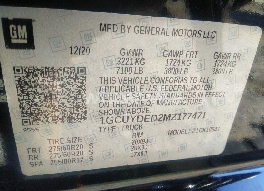 Photo 9 of 2021 Chevrolet Silverado 1500 4WD SHORT BED LT (VIN 1GCUYDED2MZ177471)