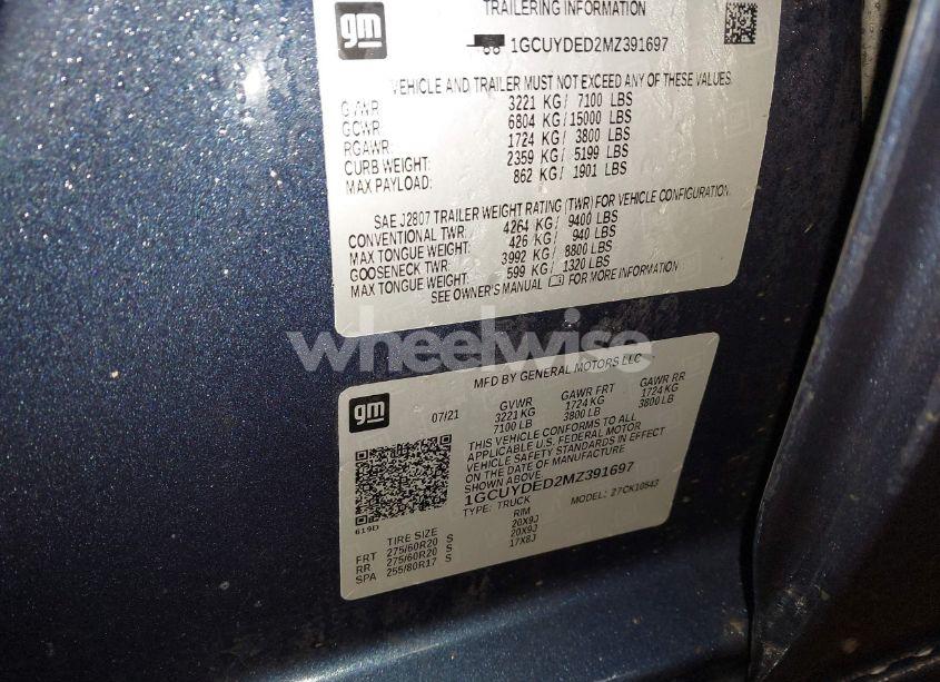 Photo 9 of 2021 Chevrolet Silverado 1500 (VIN 1GCUYDED2MZ391697)