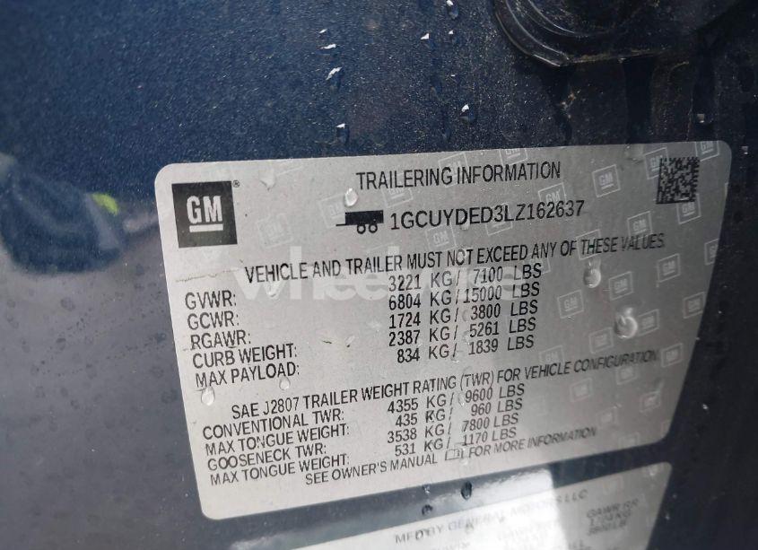 Photo 9 of 2020 Chevrolet Silverado 1500 4WD SHORT BED LT (VIN 1GCUYDED3LZ162637)