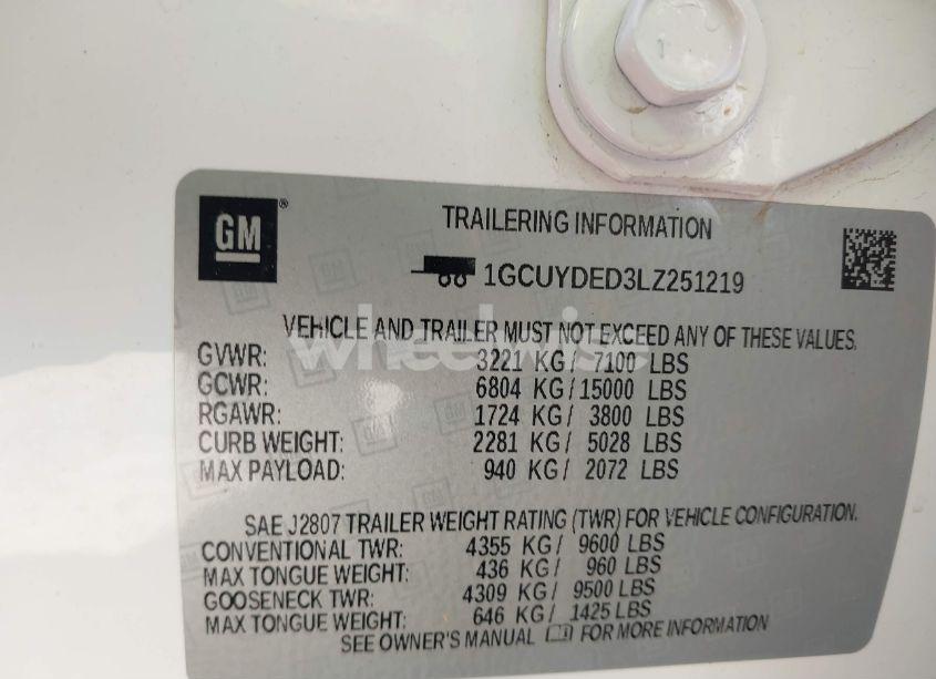 Photo 9 of 2020 Chevrolet Silverado 1500 4WD SHORT BED LT (VIN 1GCUYDED3LZ251219)