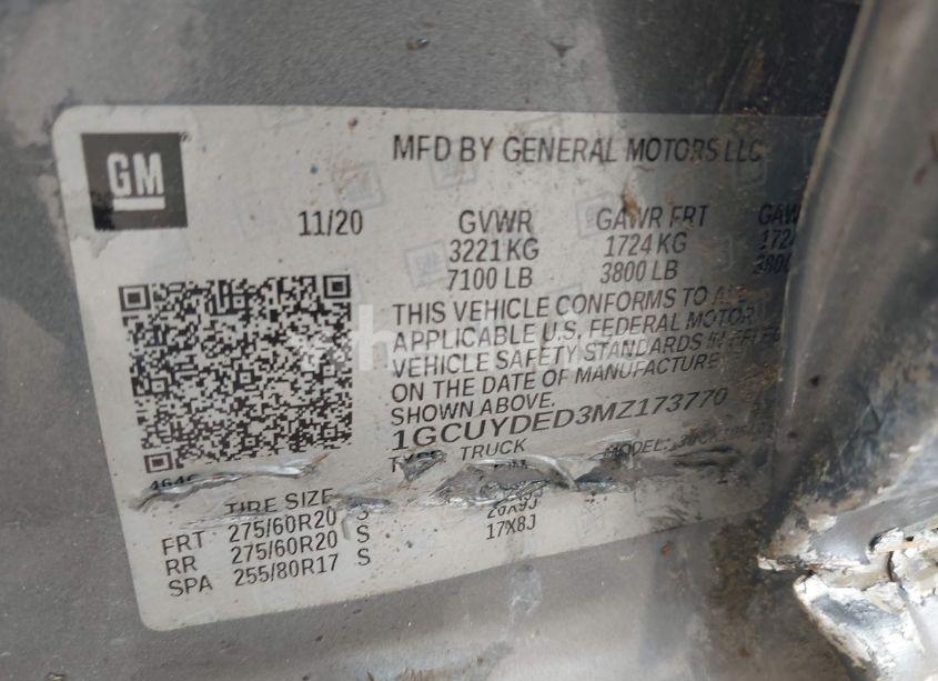 Photo 9 of 2021 Chevrolet Silverado 1500 4WD SHORT BED LT (VIN 1GCUYDED3MZ173770)