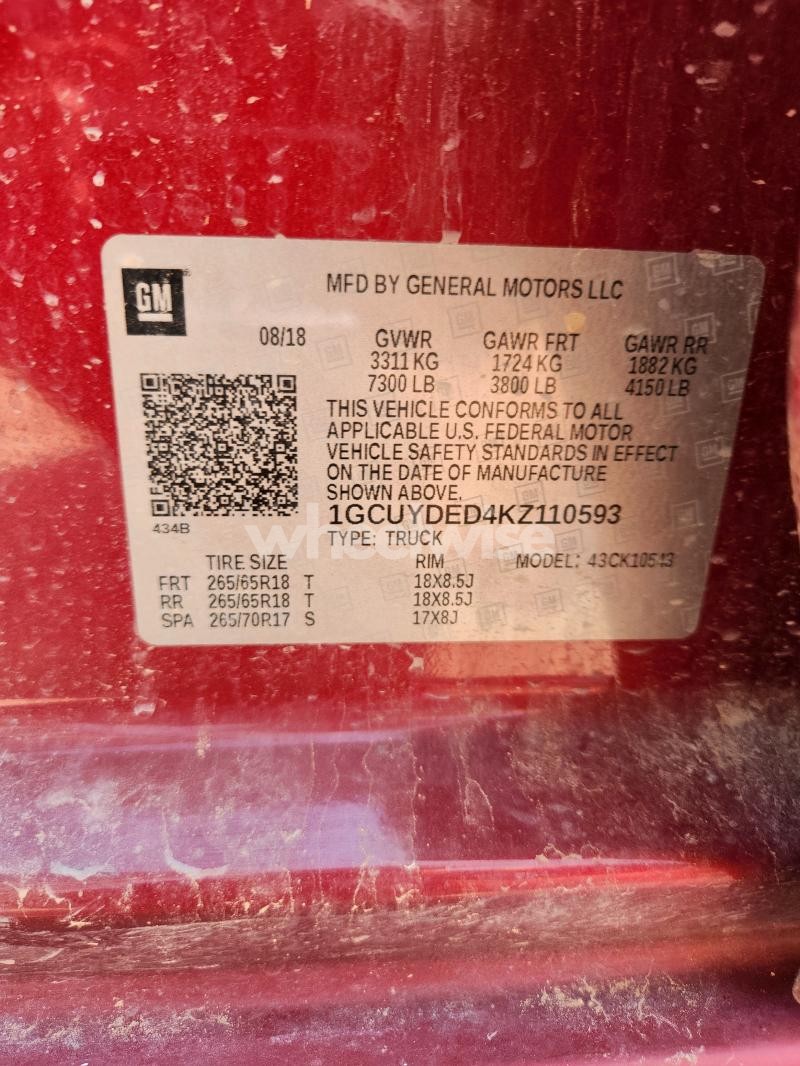 Photo 6 of 2019 CHEVROLET SILVERADO K1500 LT (VIN 1GCUYDED4KZ110593)