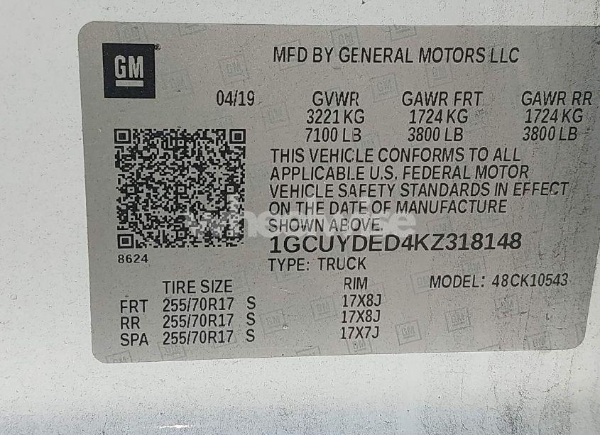 Photo 9 of 2019 Chevrolet Silverado 1500 LT (VIN 1GCUYDED4KZ318148)