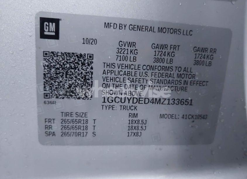 Photo 9 of 2021 Chevrolet Silverado 1500 4WD SHORT BED LT (VIN 1GCUYDED4MZ133651)