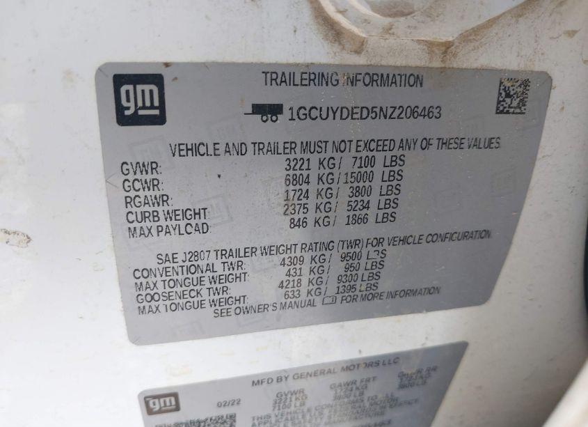 Photo 9 of 2022 Chevrolet Silverado 1500 LTD 4WD SHORT BED LT (VIN 1GCUYDED5NZ206463)