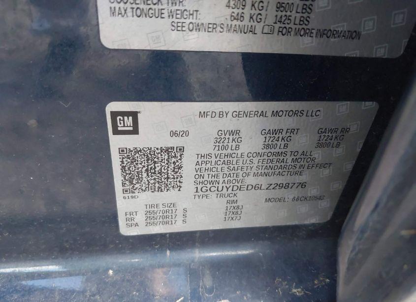 Photo 9 of 2020 Chevrolet Silverado 1500 4WD SHORT BED LT (VIN 1GCUYDED6LZ298776)