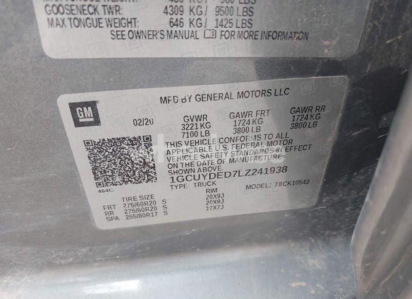 Photo 9 of 2020 Chevrolet Silverado 1500 4WD SHORT BED LT (VIN 1GCUYDED7LZ241938)