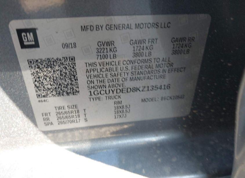 Photo 9 of 2019 Chevrolet Silverado 1500 LT (VIN 1GCUYDED8KZ135416)