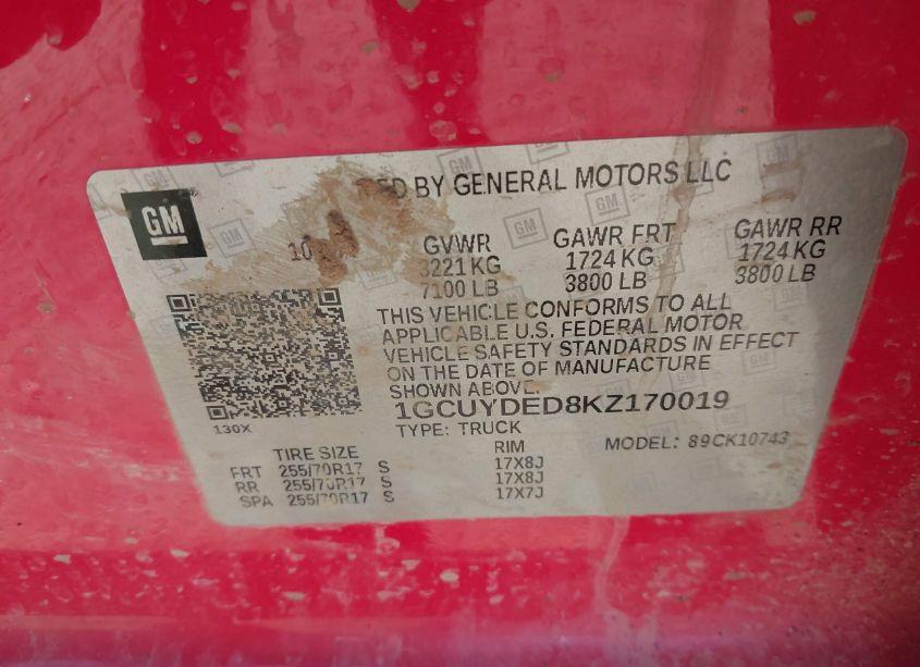 Photo 9 of 2019 Chevrolet Silverado 1500 LT (VIN 1GCUYDED8KZ170019)