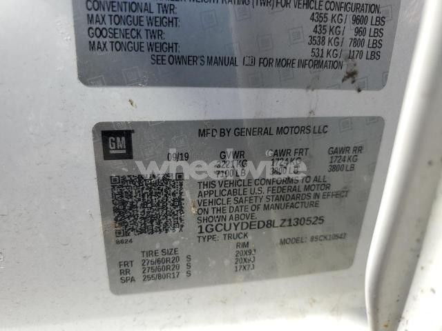 Photo 3 of 2020 CHEVROLET SILVERADO K1500 LT N/A (VIN 1GCUYDED8LZ130525)