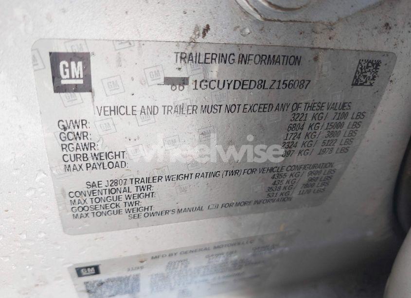 Photo 9 of 2020 Chevrolet Silverado 1500 4WD SHORT BED LT (VIN 1GCUYDED8LZ156087)