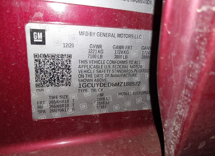 Photo 9 of 2021 Chevrolet Silverado 1500 4WD SHORT BED LT (VIN 1GCUYDED8MZ188572)