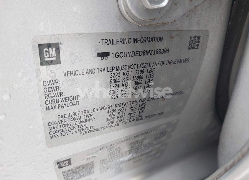 Photo 9 of 2021 Chevrolet Silverado 1500 4WD SHORT BED LT (VIN 1GCUYDED8MZ188894)