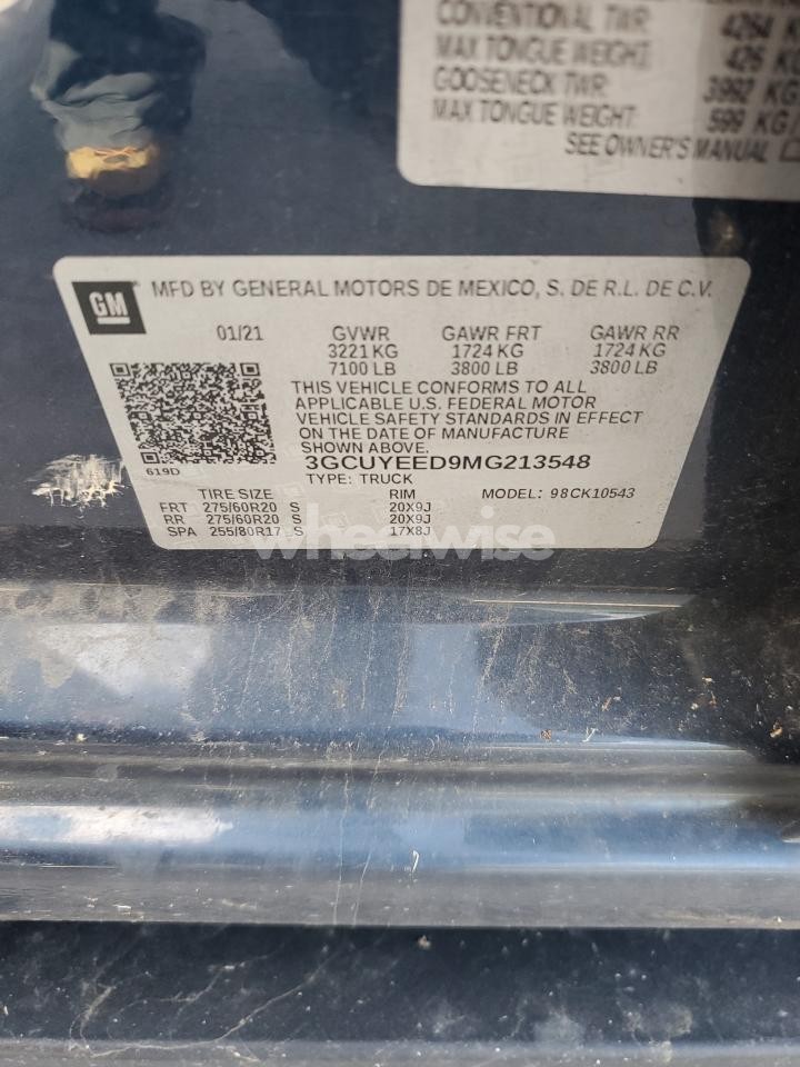 Photo 12 of 2021 CHEVROLET SILVERADO K1500 RST (VIN 1GCUYDED8MZ245689)