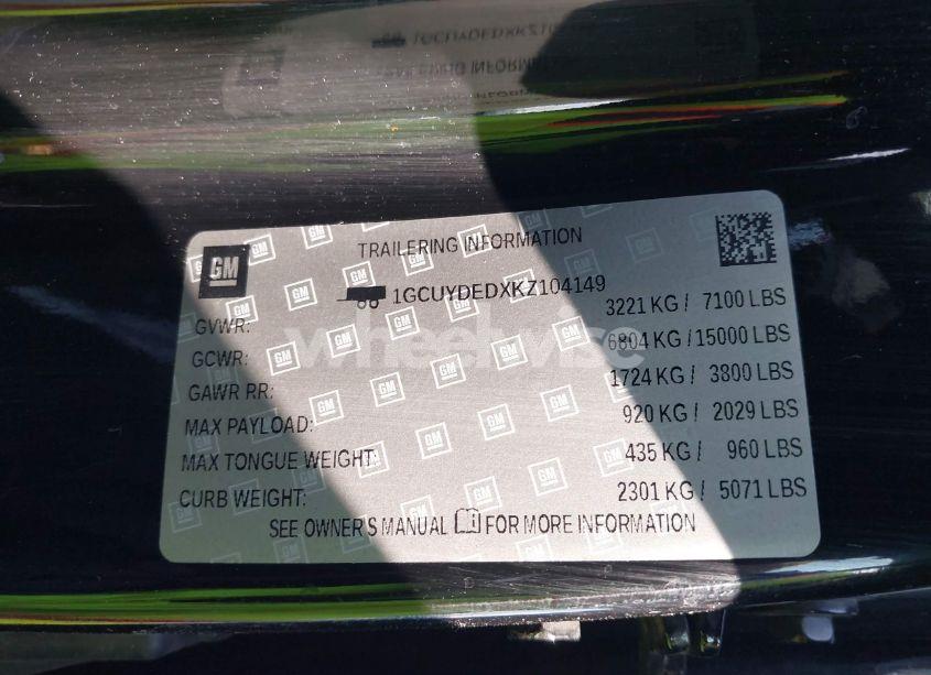 Photo 9 of 2019 Chevrolet Silverado 1500 LT (VIN 1GCUYDEDXKZ104149)