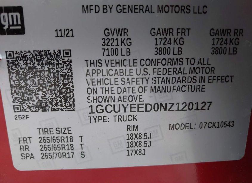 Photo 9 of 2022 Chevrolet Silverado 1500 LTD 4WD SHORT BED RST (VIN 1GCUYEED0NZ120127)