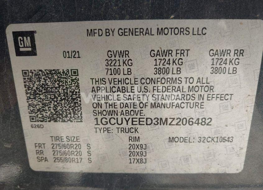 Photo 9 of 2021 Chevrolet Silverado 1500 4WD SHORT BED RST (VIN 1GCUYEED3MZ206482)