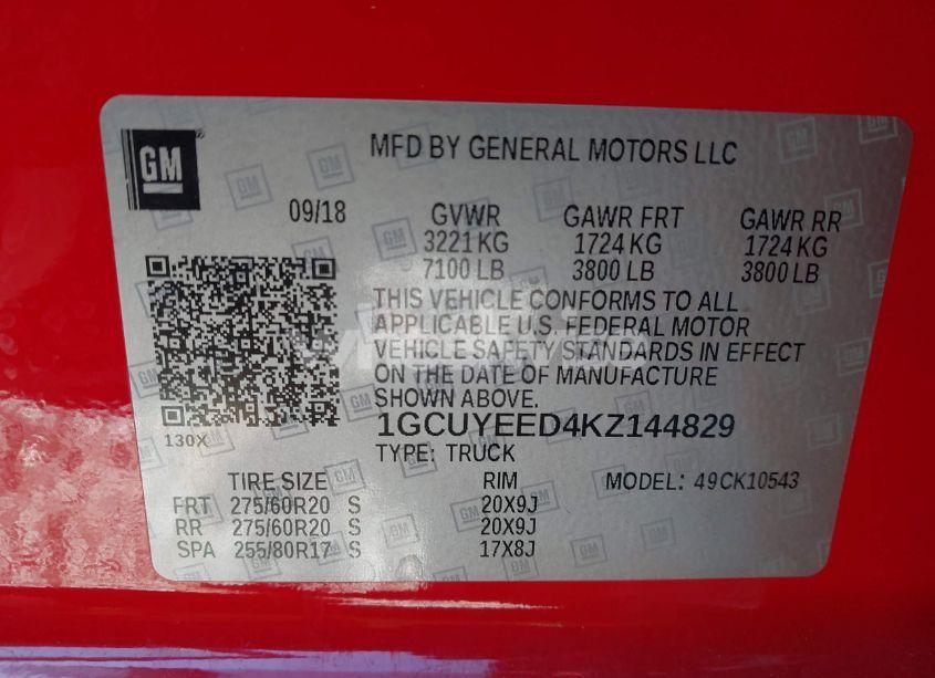 Photo 9 of 2019 Chevrolet Silverado 1500 RST (VIN 1GCUYEED4KZ144829)