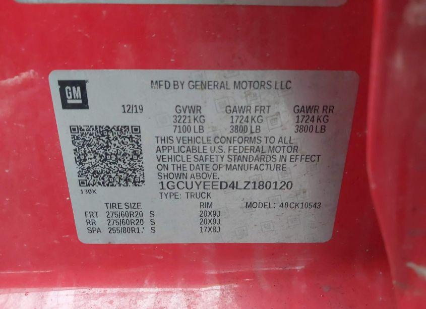 Photo 9 of 2020 Chevrolet Silverado 1500 4WD SHORT BED RST (VIN 1GCUYEED4LZ180120)