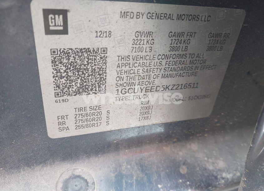 Photo 9 of 2019 Chevrolet Silverado 1500 RST (VIN 1GCUYEED5KZ216511)