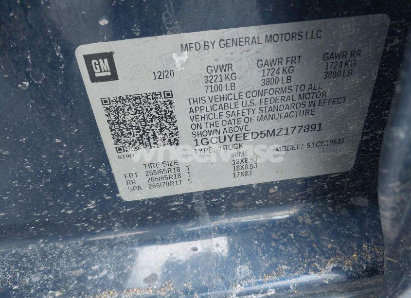 Photo 9 of 2021 Chevrolet Silverado 1500 4WD SHORT BED RST (VIN 1GCUYEED5MZ177891)