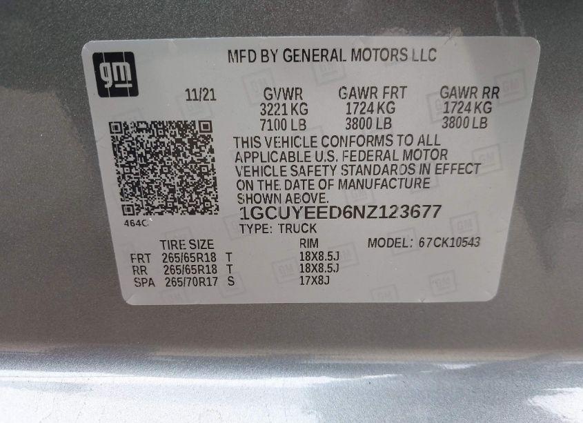 Photo 9 of 2022 Chevrolet Silverado 1500 LTD 4WD SHORT BED RST (VIN 1GCUYEED6NZ123677)