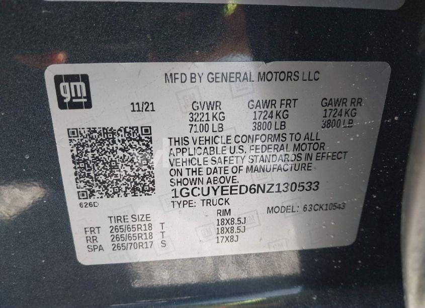 Photo 9 of 2022 Chevrolet Silverado 1500 LTD 4WD SHORT BED RST (VIN 1GCUYEED6NZ130533)