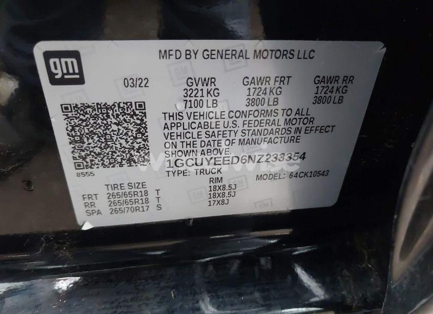 Photo 9 of 2022 Chevrolet Silverado 1500 LTD 4WD SHORT BED RST (VIN 1GCUYEED6NZ233354)