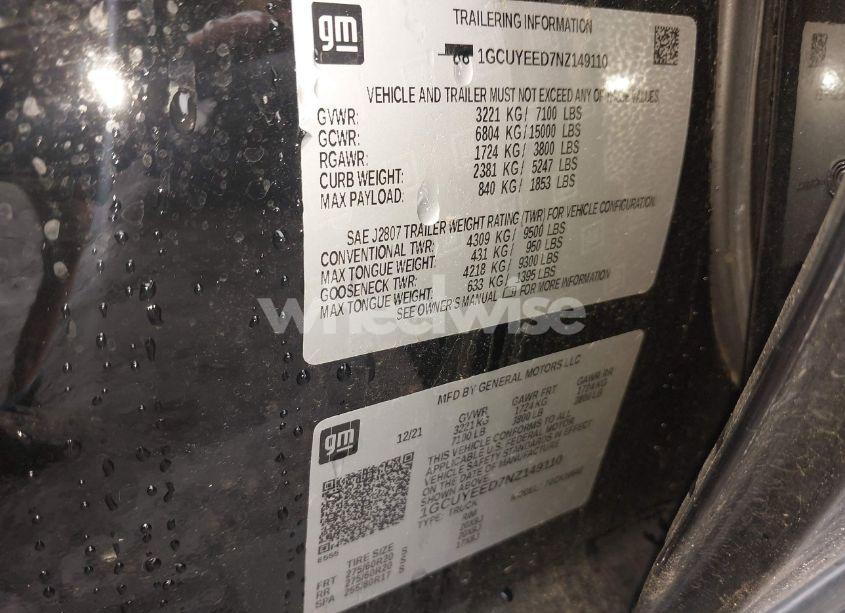 Photo 9 of 2022 Chevrolet Silverado 1500 LTD 4WD SHORT BED RST (VIN 1GCUYEED7NZ149110)