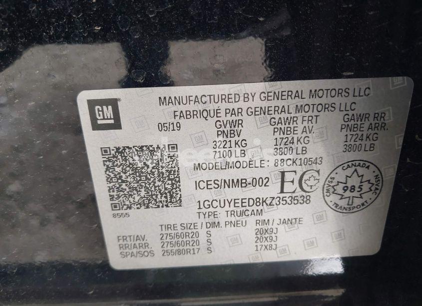 Photo 9 of 2019 Chevrolet Silverado 1500 RST (VIN 1GCUYEED8KZ353538)