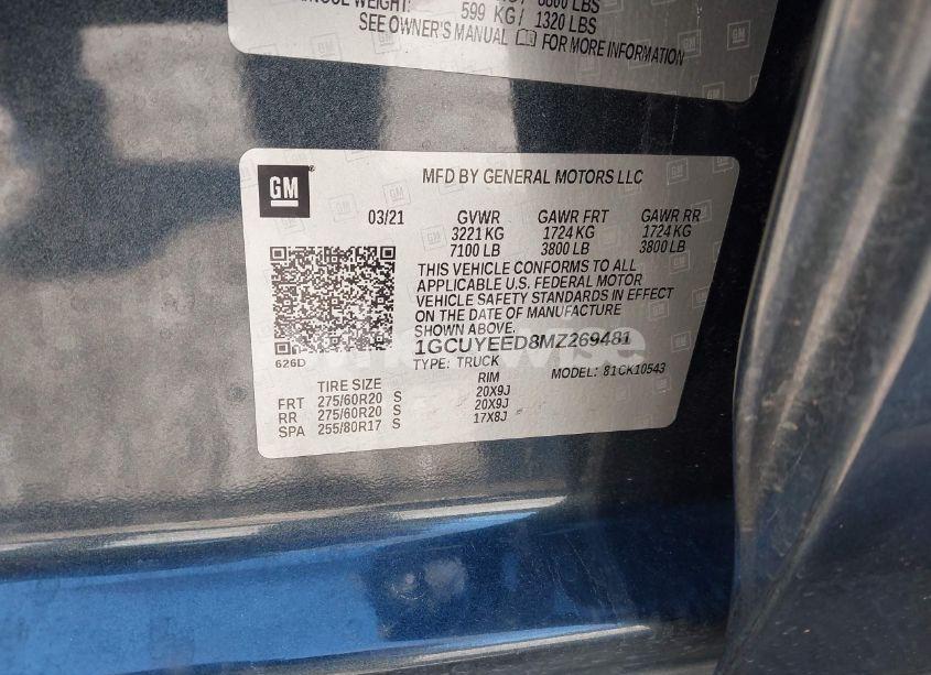 Photo 9 of 2021 Chevrolet Silverado 1500 4WD SHORT BED RST (VIN 1GCUYEED8MZ269481)