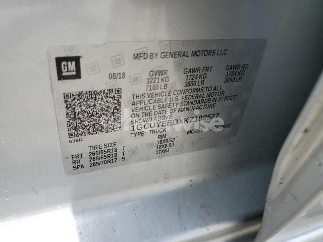 Photo 12 of 2019 CHEVROLET SILVERADO K1500 RST (VIN 1GCUYEEDXKZ108577)