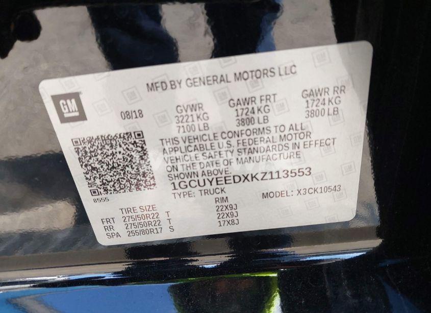 Photo 9 of 2019 Chevrolet Silverado 1500 RST (VIN 1GCUYEEDXKZ113553)