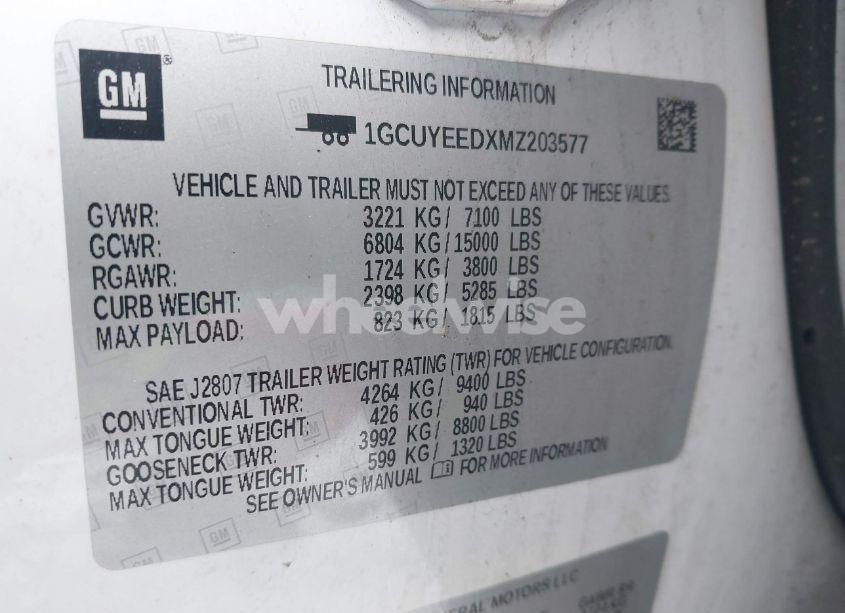 Photo 9 of 2021 Chevrolet Silverado 1500 (VIN 1GCUYEEDXMZ203577)